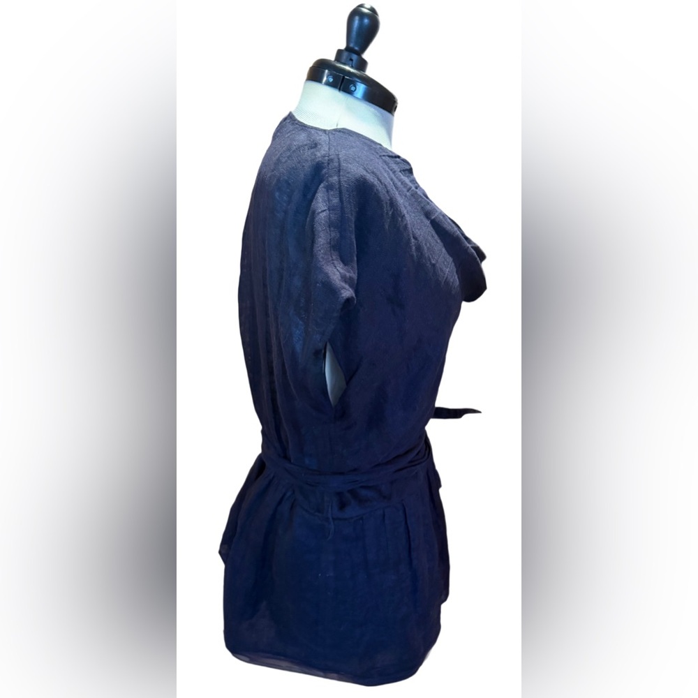 Lafayette 148 New York Deep Midnight Navy Blue 100% Italian Linen - Size 14 - Picture 3 of 11